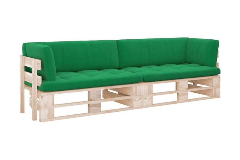Pallsoffa Utomhus 2-sits med dynor impregnerad furu - Brun - Utemöbler - Loungemöbler - Loungesoffa