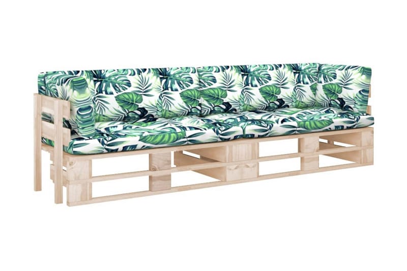 Pallsoffa Utomhus 2-sits med dynor impregnerad furu - Brun - Utemöbler - Loungemöbler - Loungesoffa