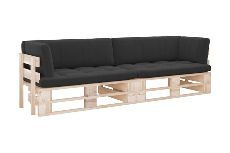 Pallsoffa Utomhus 2-sits med dynor impregnerad furu - Brun - Utemöbler - Loungemöbler - Loungesoffa
