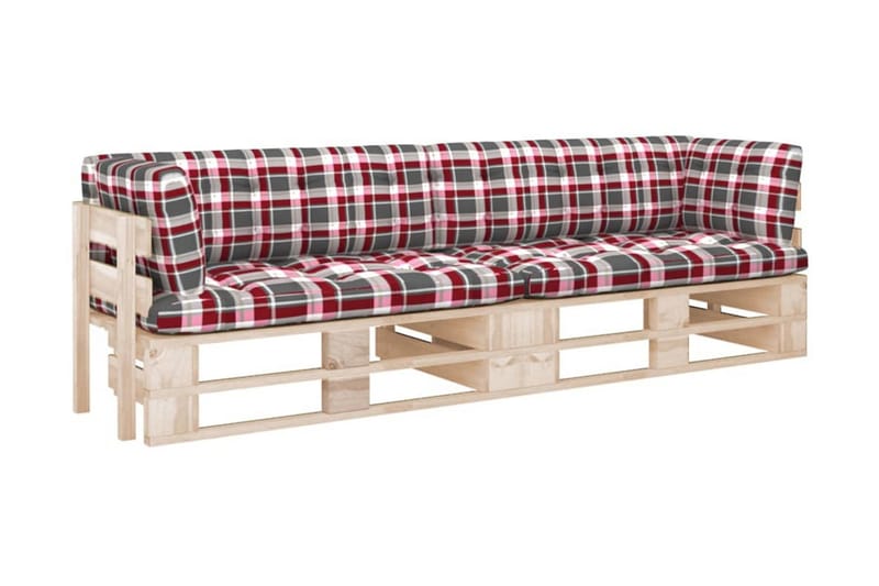 Pallsoffa Utomhus 2-sits med dynor impregnerad furu - Brun - Utemöbler - Loungemöbler - Loungesoffa