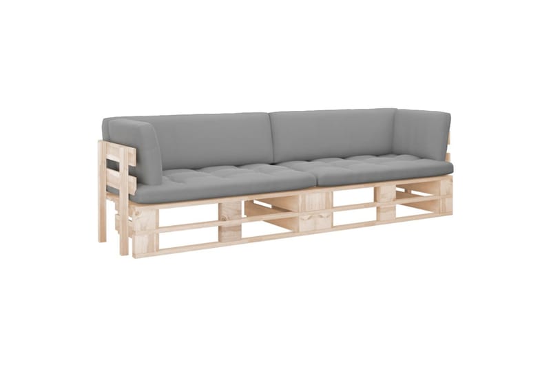 Pallsoffa Utomhus 2-sits med dynor impregnerad furu - Brun - Utemöbler - Loungemöbler - Loungesoffa