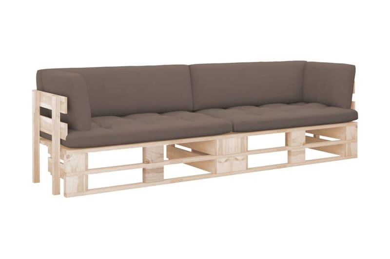 Pallsoffa Utomhus 2-sits med dynor impregnerad furu - Brun - Utemöbler - Loungemöbler - Loungesoffa