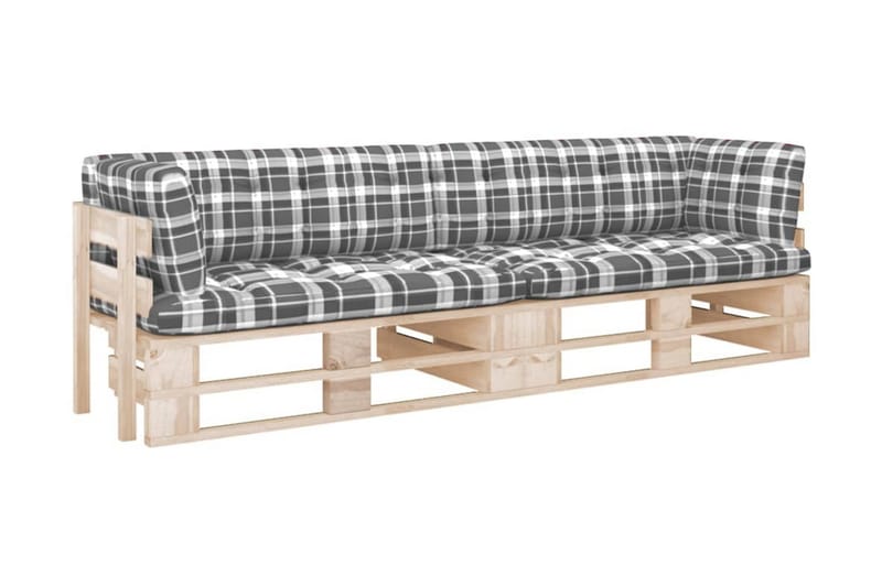 Pallsoffa Utomhus 2-sits med dynor impregnerad furu - Brun - Utemöbler - Loungemöbler - Loungesoffa