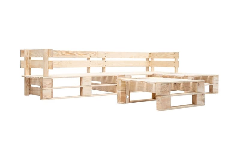 Pallsoffa Utomhus 4 delar naturligt trä - Brun - Utemöbler - Loungemöbler - Loungesoffa