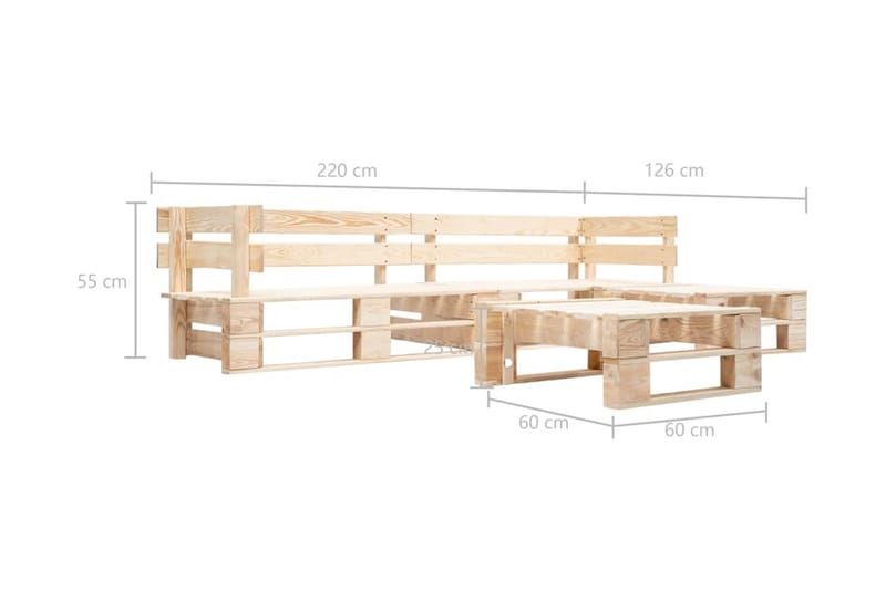 Pallsoffa Utomhus 4 delar naturligt trä - Brun - Utemöbler - Loungemöbler - Loungesoffa