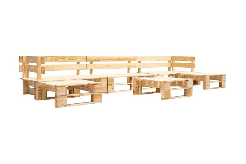 Pallsoffa Utomhus 6 delar naturligt trä - Brun - Utemöbler - Loungemöbler - Loungesoffa