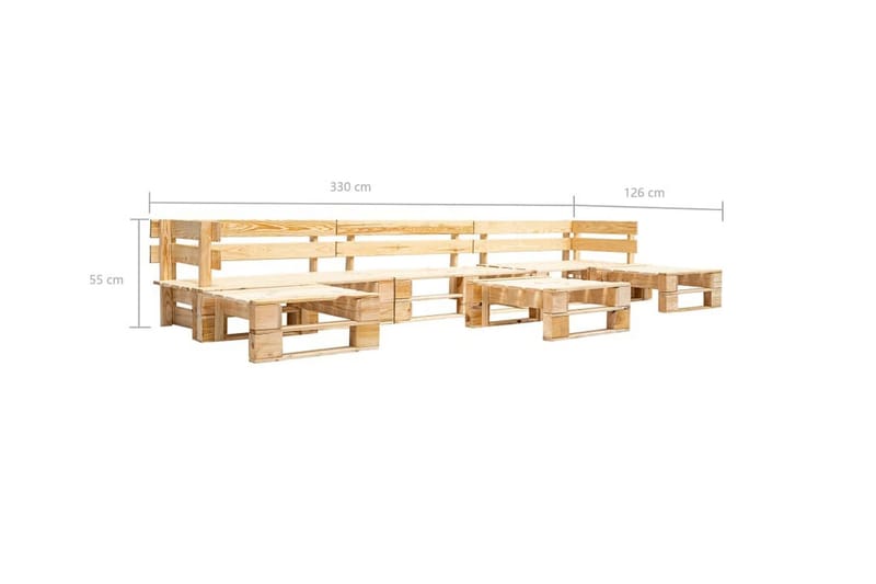 Pallsoffa Utomhus 6 delar naturligt trä - Brun - Utemöbler - Loungemöbler - Loungesoffa