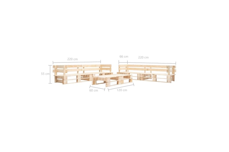 Pallsoffa Utomhus 6 delar trä naturligt - Brun - Utemöbler - Loungemöbler - Loungesoffa