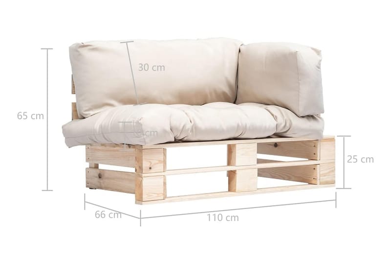 Pallsoffa Utomhus med sandfärgade dynor furu - Beige - Utemöbler - Loungemöbler - Loungesoffa