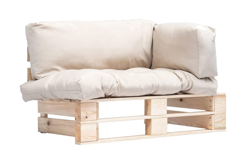 Pallsoffa Utomhus med sandfärgade dynor furu - Beige - Utemöbler - Loungemöbler - Loungesoffa
