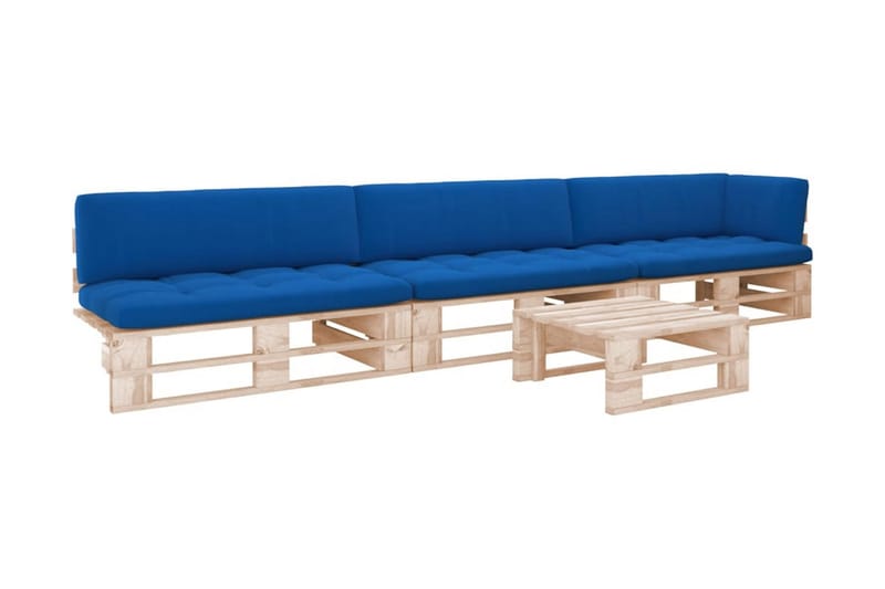 Pallsoffgrupp Utomhus med dynor 4 delar impregnerad furu - Brun - Utemöbler - Loungemöbler - Loungesoffa