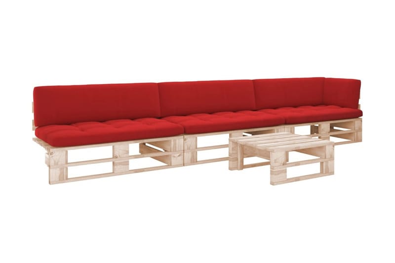 Pallsoffgrupp Utomhus med dynor 4 delar impregnerad furu - Brun - Utemöbler - Loungemöbler - Loungesoffa