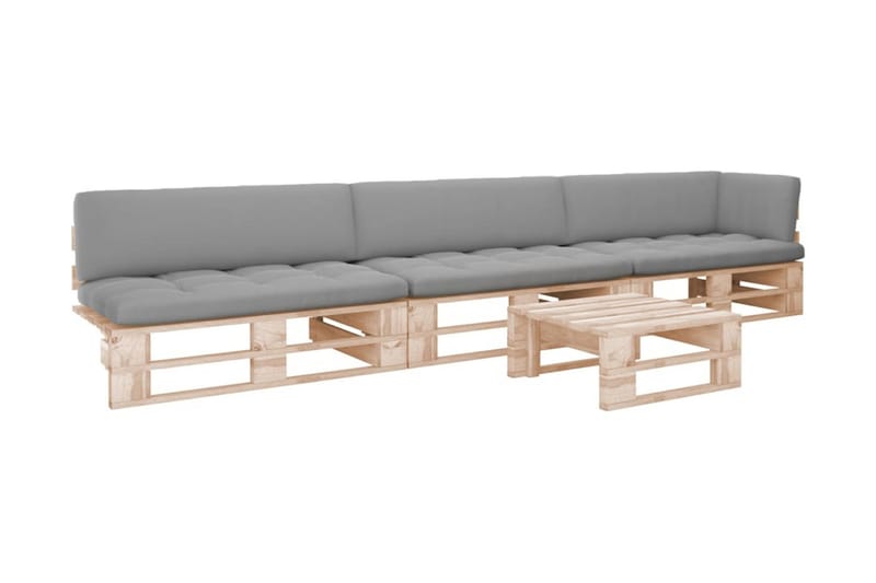 Pallsoffgrupp Utomhus med dynor 4 delar impregnerad furu - Brun - Utemöbler - Loungemöbler - Loungesoffa