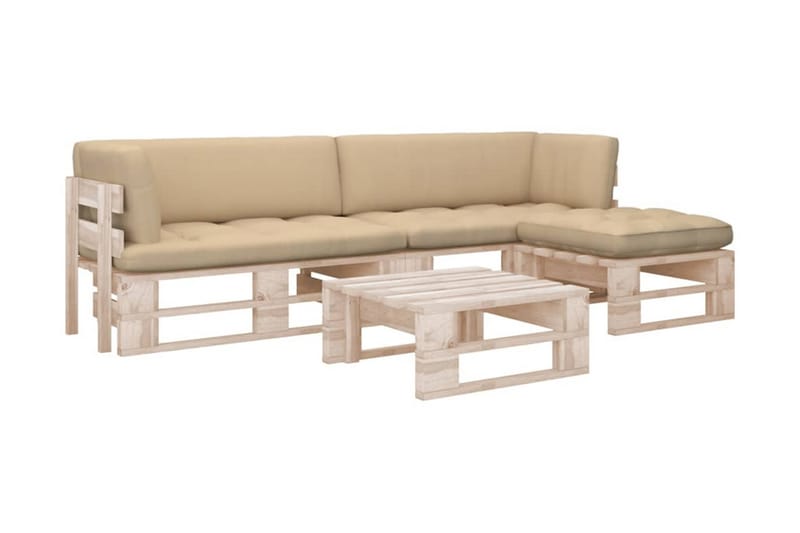 Pallsoffgrupp Utomhus med dynor 4 delar impregnerad furu - Brun - Utemöbler - Loungemöbler - Loungesoffa
