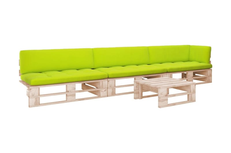 Pallsoffgrupp Utomhus med dynor 4 delar impregnerad furu - Brun - Utemöbler - Loungemöbler - Loungesoffa