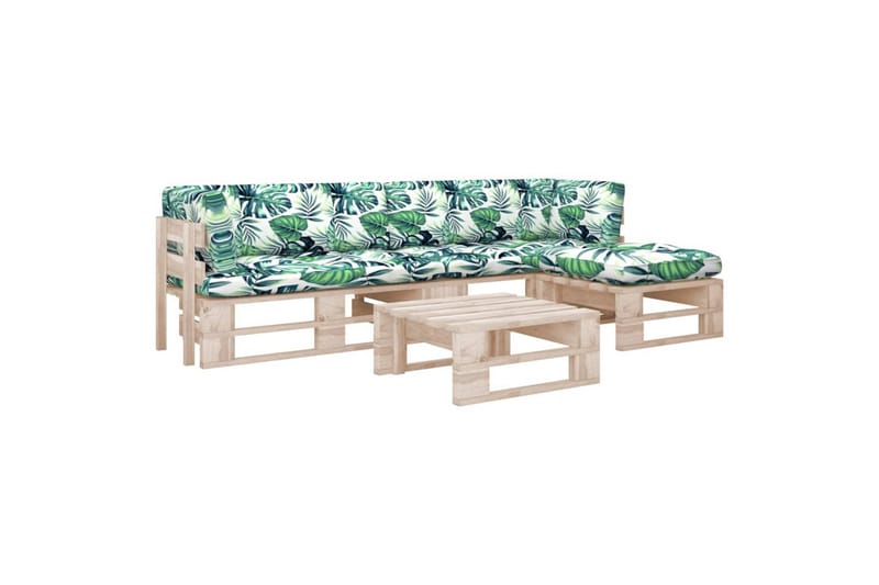 Pallsoffgrupp Utomhus med dynor 4 delar impregnerad furu - Brun - Utemöbler - Loungemöbler - Loungesoffa