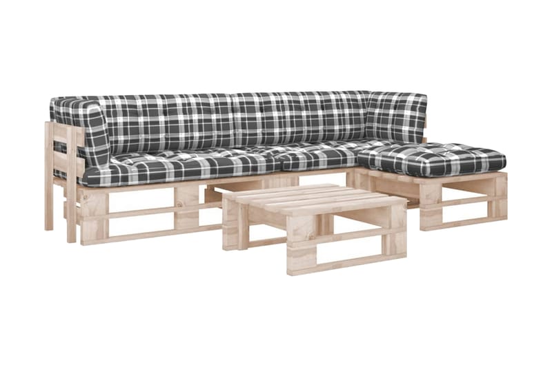 Pallsoffgrupp Utomhus med dynor 4 delar impregnerad furu - Brun - Utemöbler - Loungemöbler - Loungesoffa