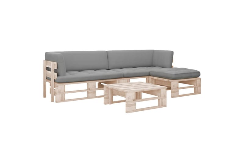 Pallsoffgrupp Utomhus med dynor 4 delar impregnerad furu - Brun - Utemöbler - Loungemöbler - Loungesoffa