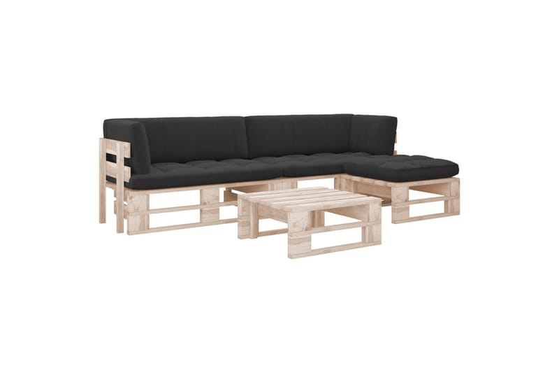 Pallsoffgrupp Utomhus med dynor 4 delar impregnerad furu - Brun - Utemöbler - Loungemöbler - Loungesoffa