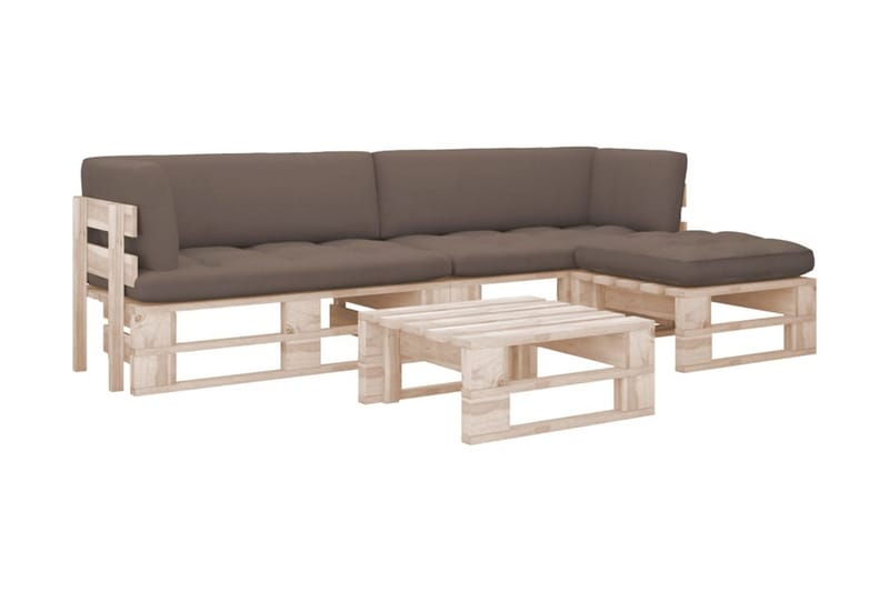 Pallsoffgrupp Utomhus med dynor 4 delar impregnerad furu - Brun - Utemöbler - Loungemöbler - Loungesoffa