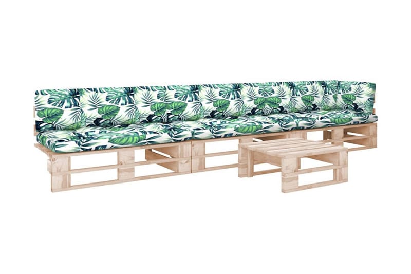 Pallsoffgrupp Utomhus med dynor 4 delar impregnerad furu - Brun - Utemöbler - Loungemöbler - Loungesoffa