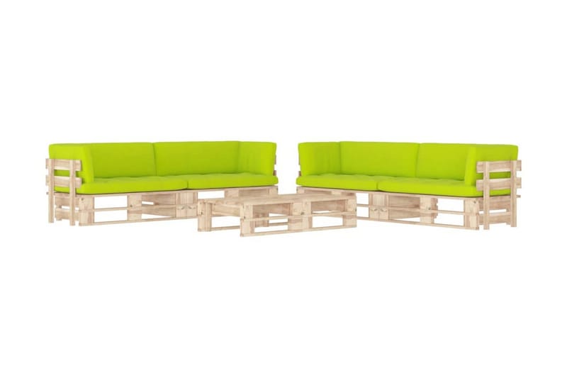 Pallsoffgrupp Utomhus med dynor 6 delar impregnerad furu - Brun - Utemöbler - Loungemöbler - Loungesoffa
