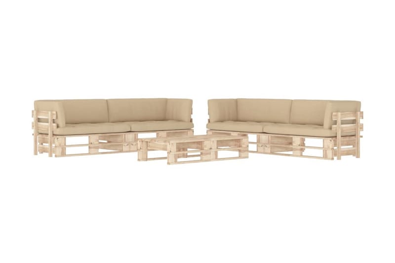 Pallsoffgrupp Utomhus med dynor 6 delar impregnerad furu - Brun - Utemöbler - Loungemöbler - Loungesoffa