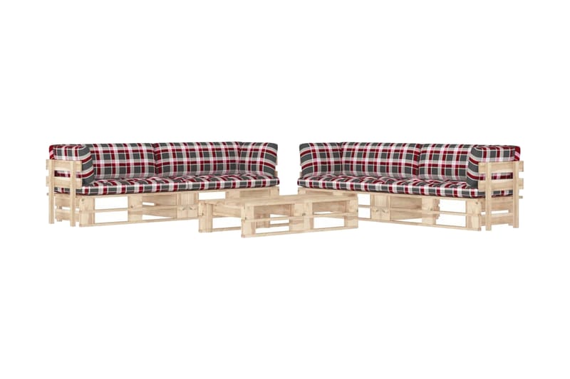 Pallsoffgrupp Utomhus med dynor 6 delar impregnerad furu - Brun - Utemöbler - Loungemöbler - Loungesoffa
