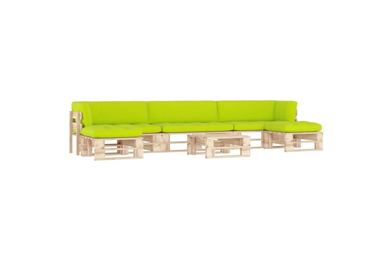 Pallsoffgrupp Utomhus med dynor 6 delar impregnerad furu - Brun - Utemöbler - Loungemöbler - Loungesoffa