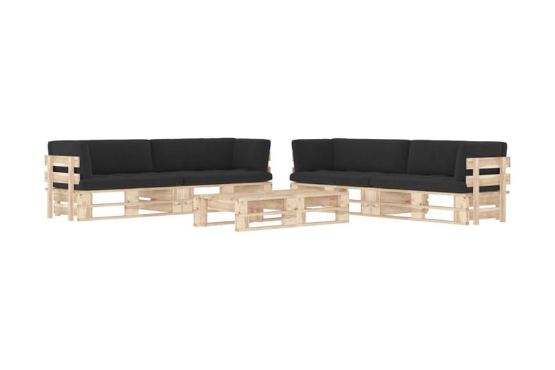 Pallsoffgrupp Utomhus med dynor 6 delar impregnerad furu - Brun - Utemöbler - Loungemöbler - Loungesoffa