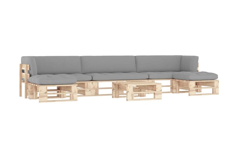 Pallsoffgrupp Utomhus med dynor 6 delar impregnerad furu - Brun - Utemöbler - Loungemöbler - Loungesoffa