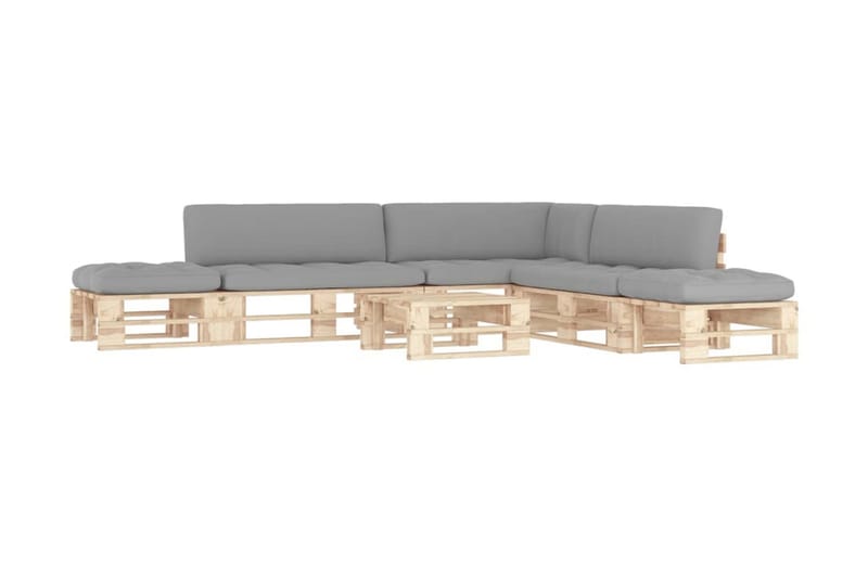 Pallsoffgrupp Utomhus med dynor 6 delar impregnerad furu - Brun - Utemöbler - Loungemöbler - Loungesoffa