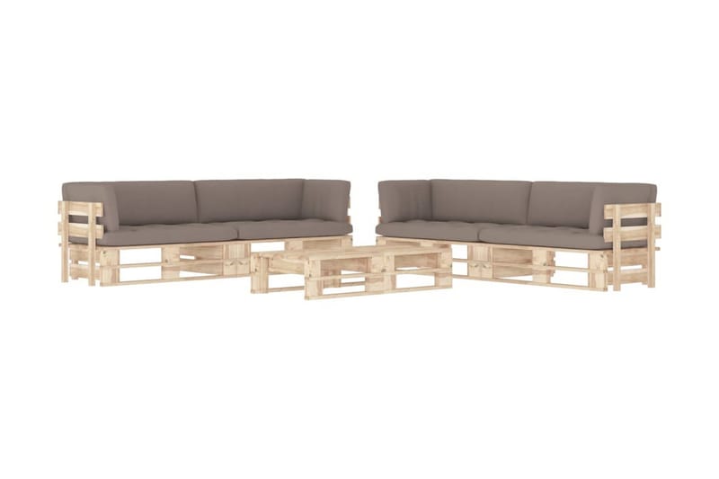 Pallsoffgrupp Utomhus med dynor 6 delar impregnerad furu - Brun - Utemöbler - Loungemöbler - Loungesoffa