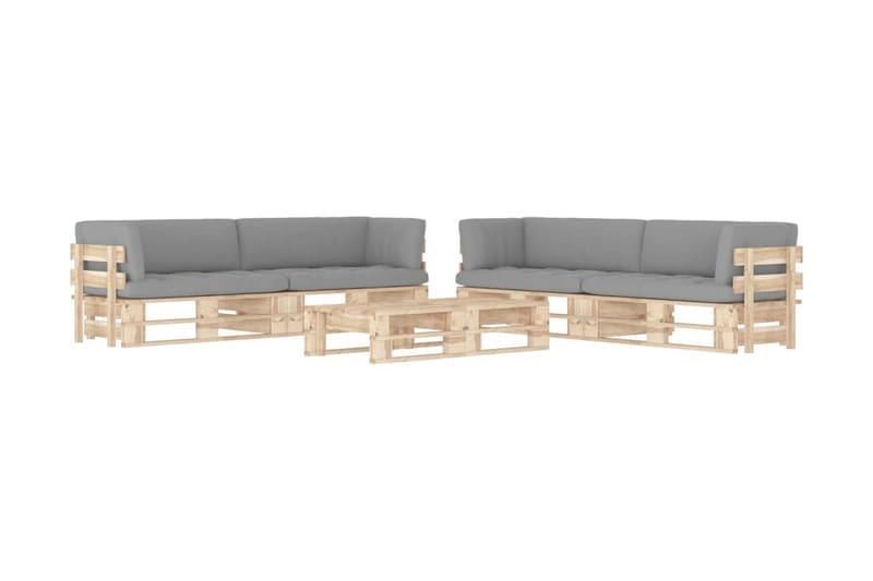 Pallsoffgrupp Utomhus med dynor 6 delar impregnerad furu - Brun - Utemöbler - Loungemöbler - Loungesoffa