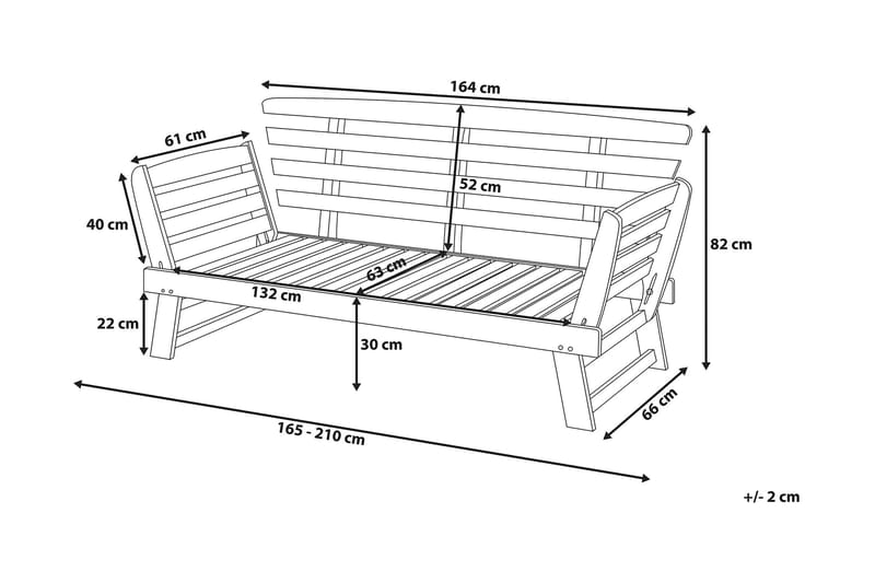 Portici Trädgårdssoffa 210 cm - Trä/Natur - Loungesoffa - Soffa balkong - Utesoffa