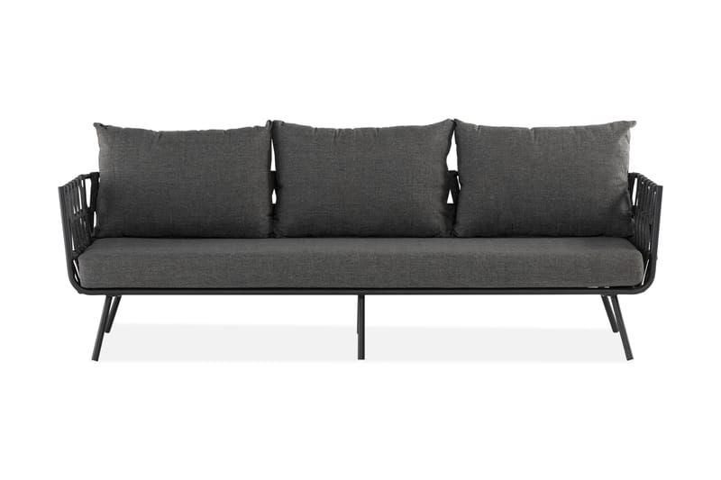 Sandina 3-sits Utesoffa – Soffa ute med avtagbar klädsel - Svart / Grå - Utemöbler - Loungemöbler - Loungesoffa
