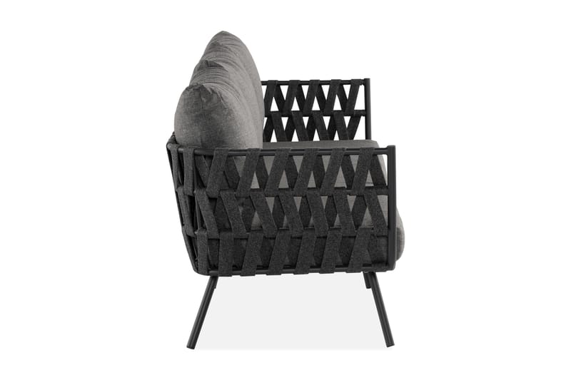 Sandina 3-sits Utesoffa – Soffa ute med avtagbar klädsel - Svart / Grå - Utemöbler - Loungemöbler - Loungesoffa
