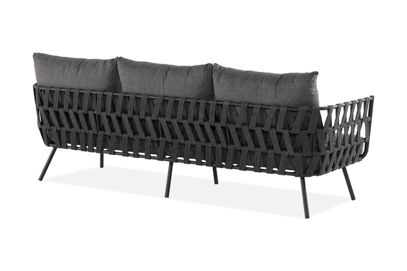 Sandina 3-sits Utesoffa – Soffa ute med avtagbar klädsel - Svart / Grå - Utemöbler - Loungemöbler - Loungesoffa