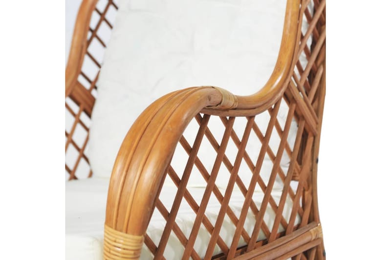 Soffa med dyna ljusbrun naturlig rotting och linne - Brun - Loungesoffa - Utesoffa