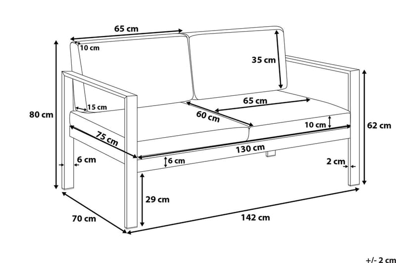 Tirrena Trädgårdssoffa 142 cm - Grå - Loungesoffa - Soffa balkong - Utesoffa