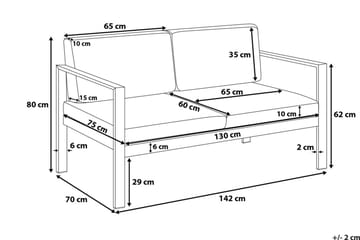Tirrena Trädgårdssoffa 142 cm - Grå - Utemöbler - Loungemöbler - Loungesoffa