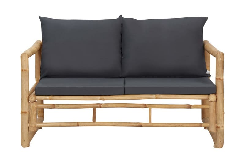 Trädgårdsbänk med dynor 115 cm bambu - Grå - Utemöbler - Loungemöbler - Loungesoffa