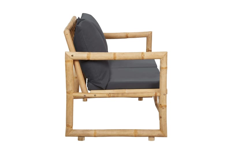 Trädgårdsbänk med dynor 115 cm bambu - Grå - Loungesoffa - Soffa balkong - Utesoffa