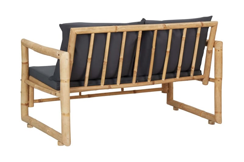 Trädgårdsbänk med dynor 115 cm bambu - Grå - Loungesoffa - Soffa balkong - Utesoffa