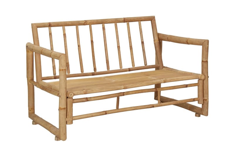 Trädgårdsbänk med dynor 115 cm bambu - Grå - Utemöbler - Loungemöbler - Loungesoffa