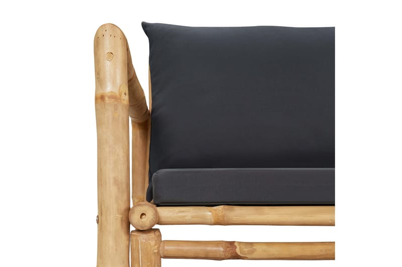 Trädgårdsbänk med dynor 115 cm bambu - Grå - Loungesoffa - Soffa balkong - Utesoffa