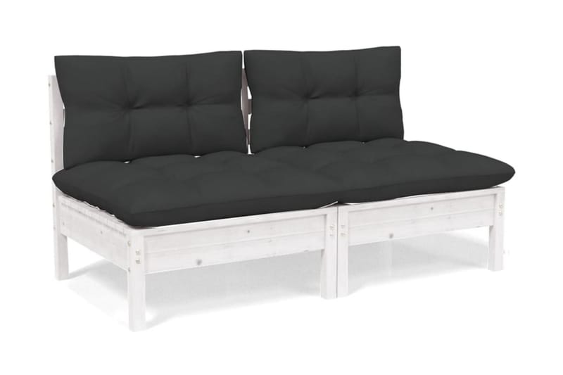 Trädgårdssoffa 2-sits med antracit dynor massiv furu - Vit - Utemöbler - Loungemöbler - Loungesoffa