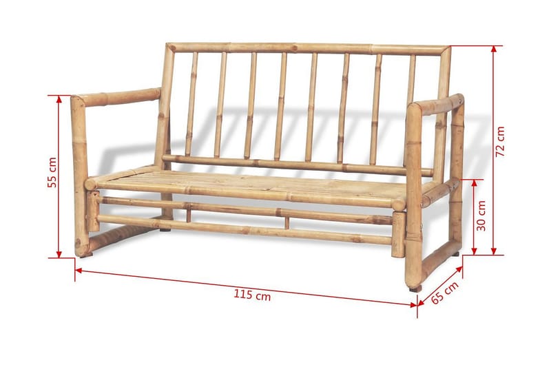 Trädgårdssoffa 2-sits med dynor bambu - Brun - Loungesoffa - Utesoffa