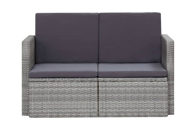 Trädgårdssoffa 2-sits med dynor grå konstrotting - Grå - Utemöbler - Loungemöbler - Loungesoffa