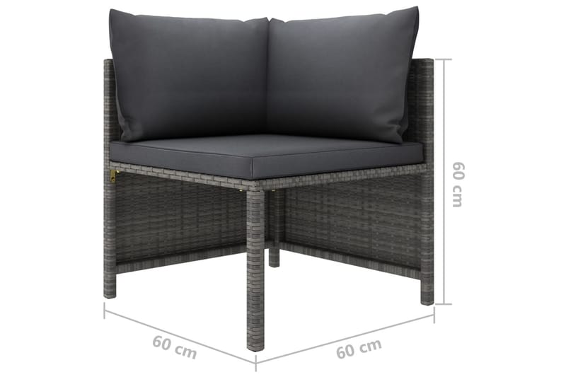 Trädgårdssoffa 2-sits med dynor grå konstrotting - Grå - Utemöbler - Loungemöbler - Loungesoffa